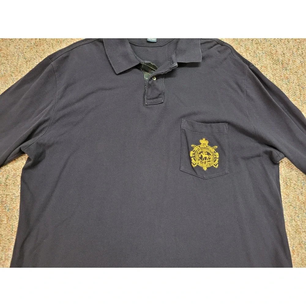 Ralph Lauren Polo Shirt Mens Large‎ Blue Bleecker Crest Equestrian Pony Rugby